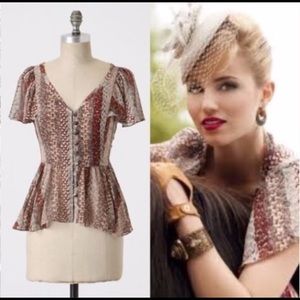 Anthropologie Odille Marching Annuals Silk Blouse